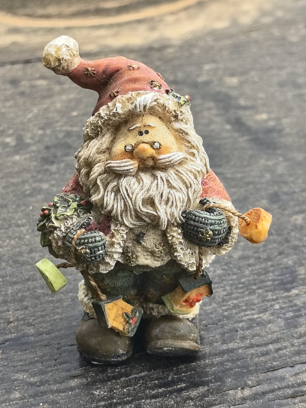 Whimsical Santa Gnome Figurine in Red, Cream, Green